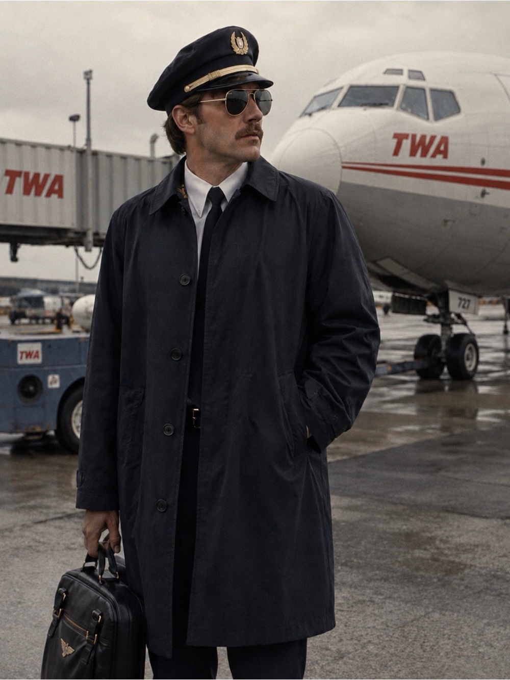 Vtg Ralph Lauren TWA Men’s Pilot Trench Coat